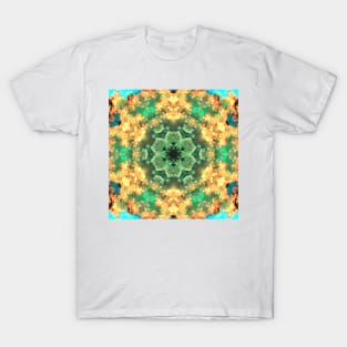 Psychedelic Mandala Flower Green and Yellow T-Shirt